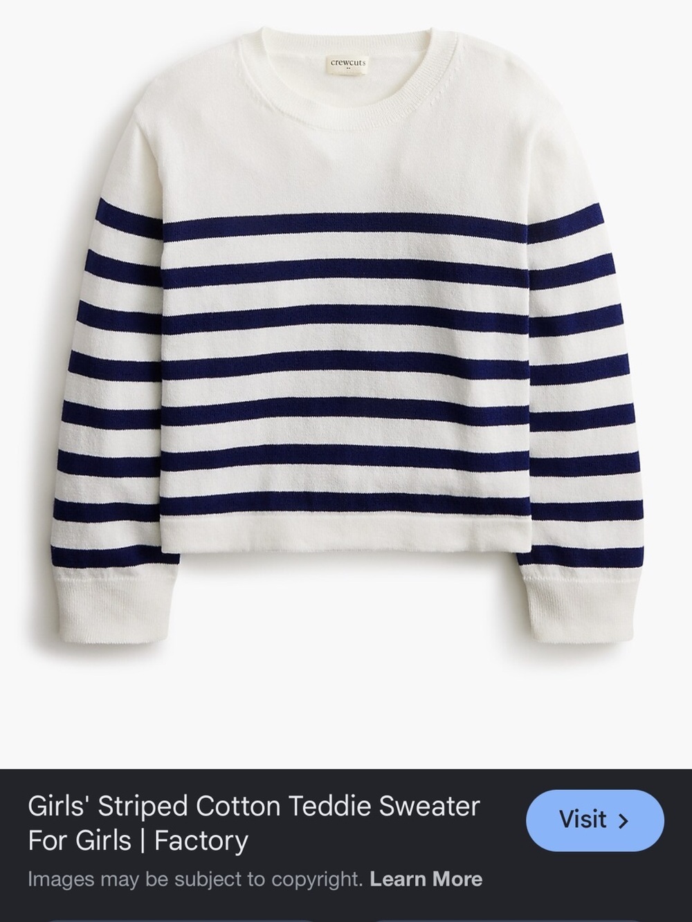 Crewcuts Factory Girls White Knit Teddy Sweater - M